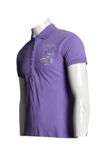 P443 訂購團體polo衫  繡花polo-shirt  設計翻領polo衫批發商    淺紫色